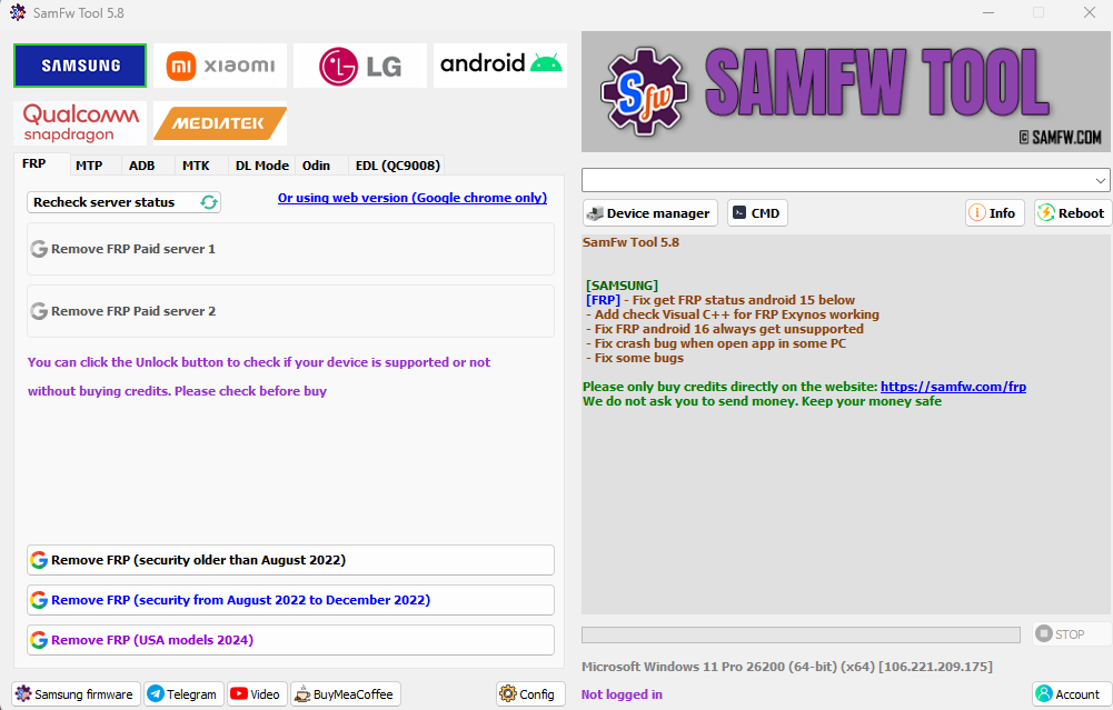 Developer Disclaimer SamFw Tool